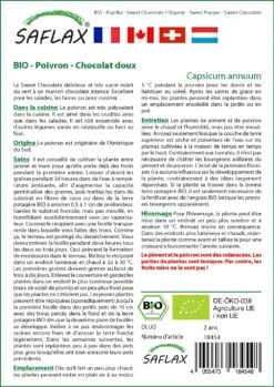 Kit De Culture - Bio - Poivron - Chocolat Doux - 10 Graines - Capsicum Annuum -Jardinoux Soldes Magasin 640641e55c1b33.99257532