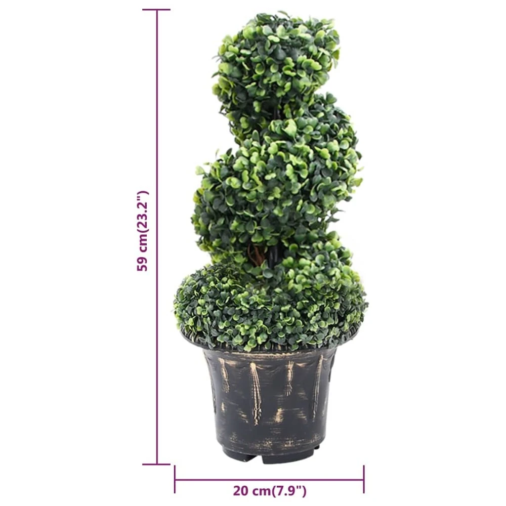 VIDAXL Plante De Buis Artificiel En Spirale Avec Pot Vert 59 Cm 7 VIDAXL Plante De Buis Artificiel En Spirale Avec Pot Vert 59 Cm – Image 5
